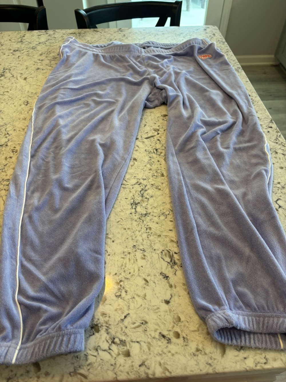 Nike Lavender Velour Track Pants with White Piping. XXL